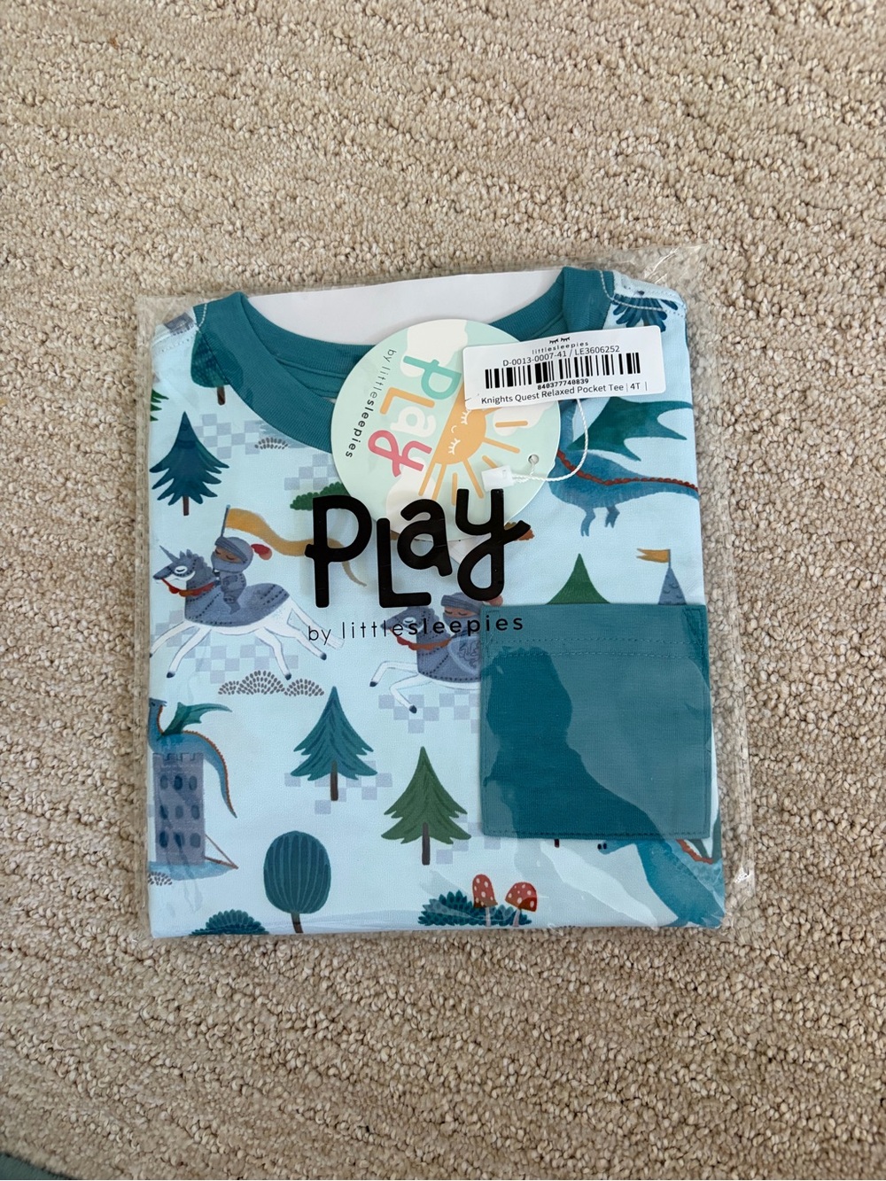 NWT Little Sleepies Knight's Quest Relaxed Pocket Tee
